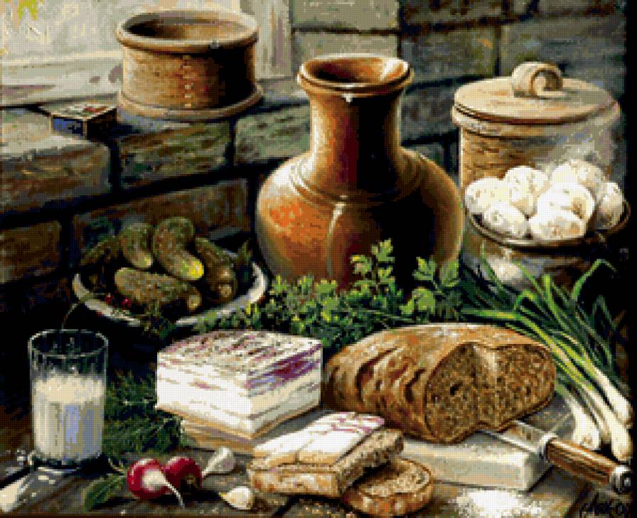 деревенский натюрморт - русский натюрморт - предпросмотр