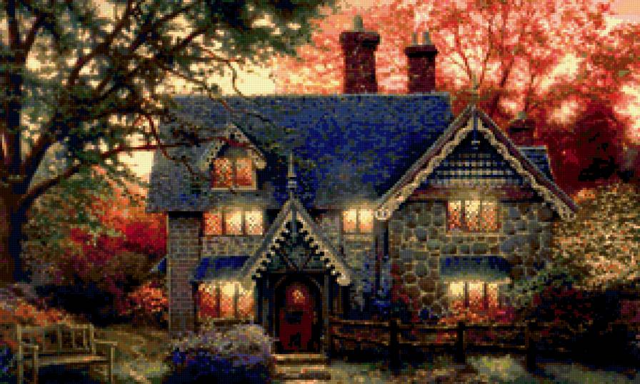 Загородный дом - природа, дом, пейзаж - предпросмотр