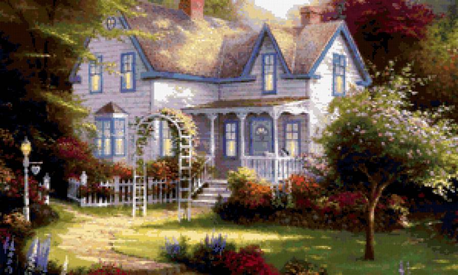 Загородный дом - природа, дом, пейзаж - предпросмотр