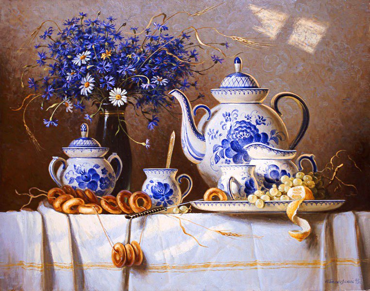 натюрморт с васильками - натюрморт - оригинал