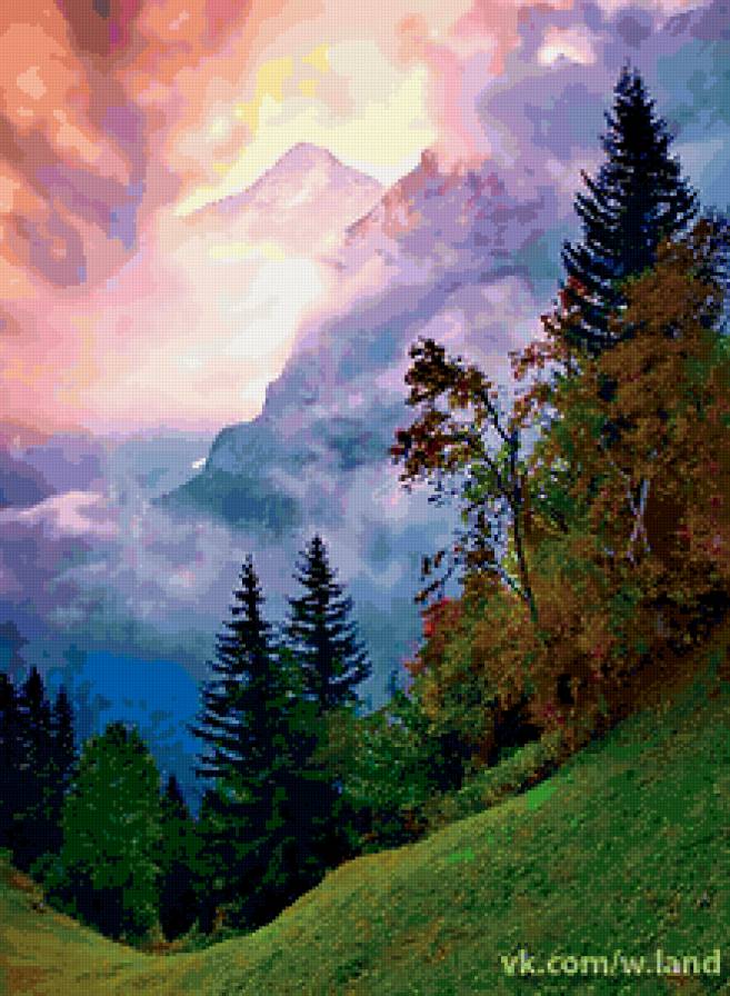 Лесной пейзаж - лес, пейзаж, природа, поле - предпросмотр