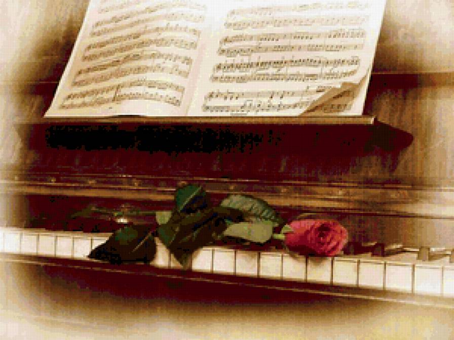 музыка - музыка, инструмент, цветы, розы - предпросмотр
