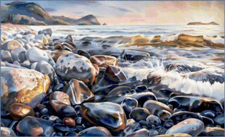 Морской берег - закат, море, берег, пейзаж - предпросмотр