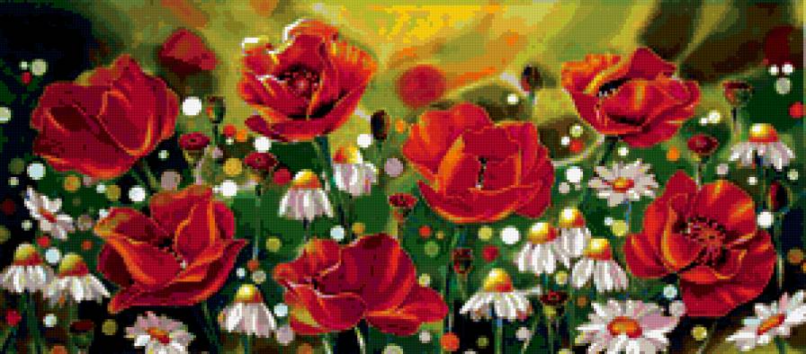 maki i romashki - цветы, живопись - предпросмотр