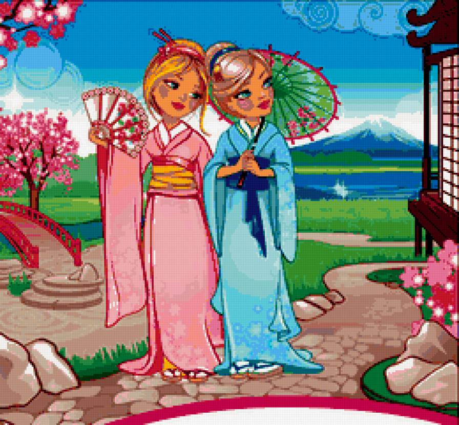 девочки - девушка, картинка, восток, девушки, япония - предпросмотр
