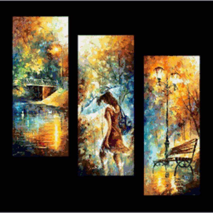 картина Л.Афремова - осень, девушка. - предпросмотр