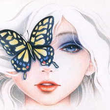 Схема вышивки «Портрет с бабочкой»