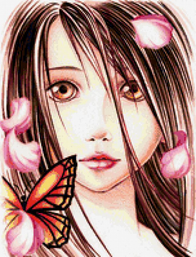 желтоглазая с лепестками - девушка, портрет, взгляд - предпросмотр