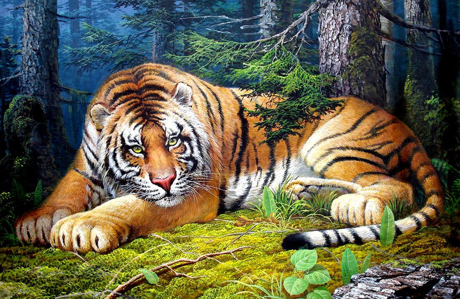 хозяин тайги - тайга, тигры, лес, сибирский тигр, хищник, тигр - оригинал