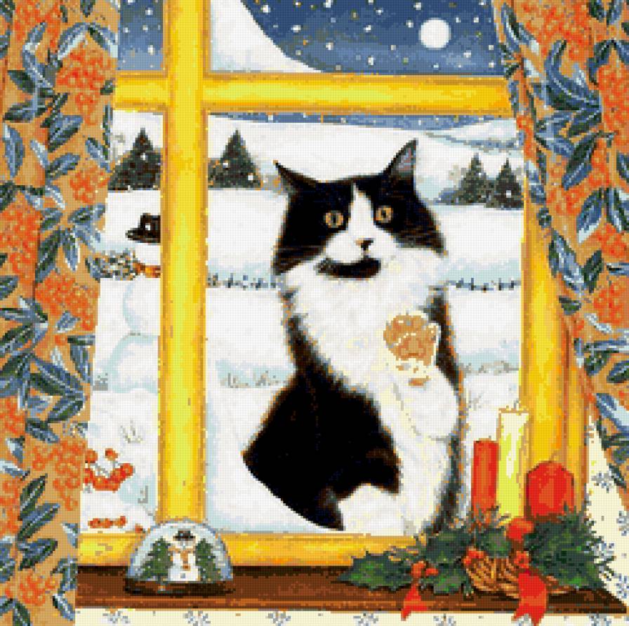 кот - зима, кошки, животные, снег - предпросмотр