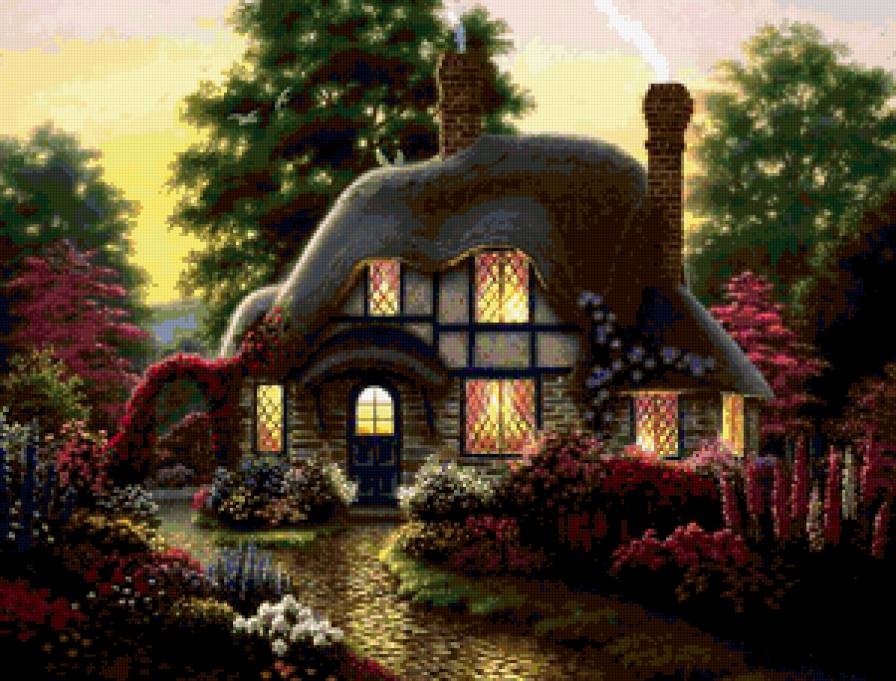 Ночной домик - дом, сад, пейзаж - предпросмотр