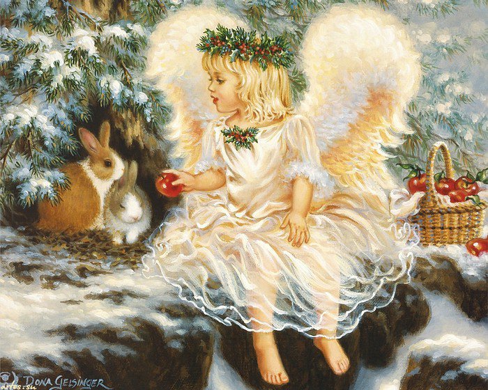 Ангелочек - рождество, девочка, зима - оригинал