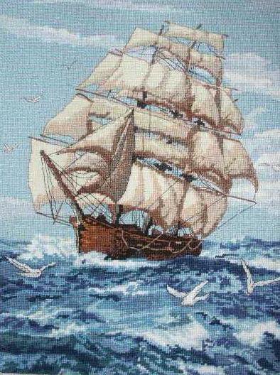 парусник - фрегат, море - оригинал