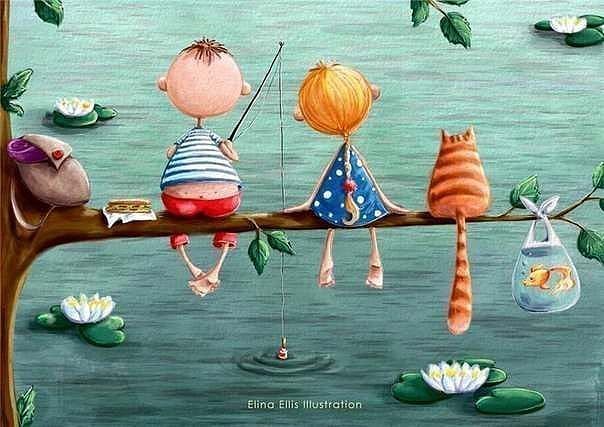 рыбаки - рыбалка, дети - оригинал