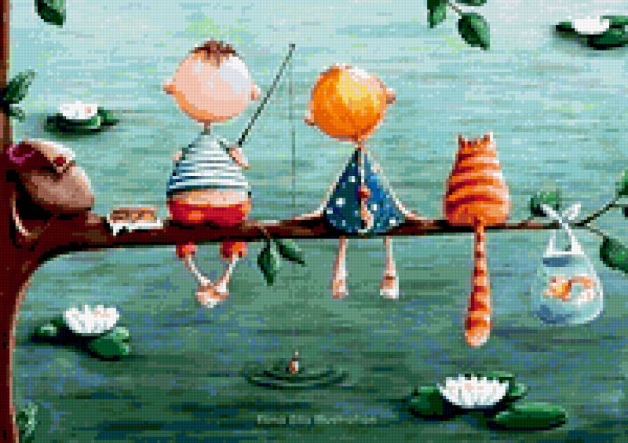 рыбаки - рыбалка, дети - предпросмотр