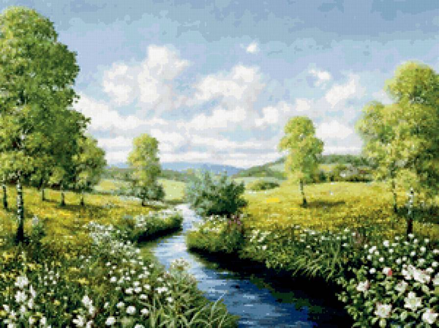 лето - река, лето, луг, пейзаж, лес, природа - предпросмотр