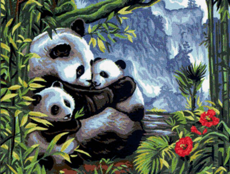 панды - семья, панды, животные, любовь, природа - предпросмотр