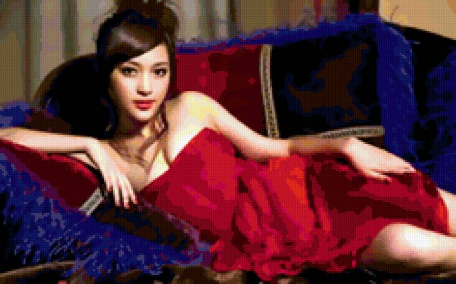 Дама в красном - красота женщины - предпросмотр