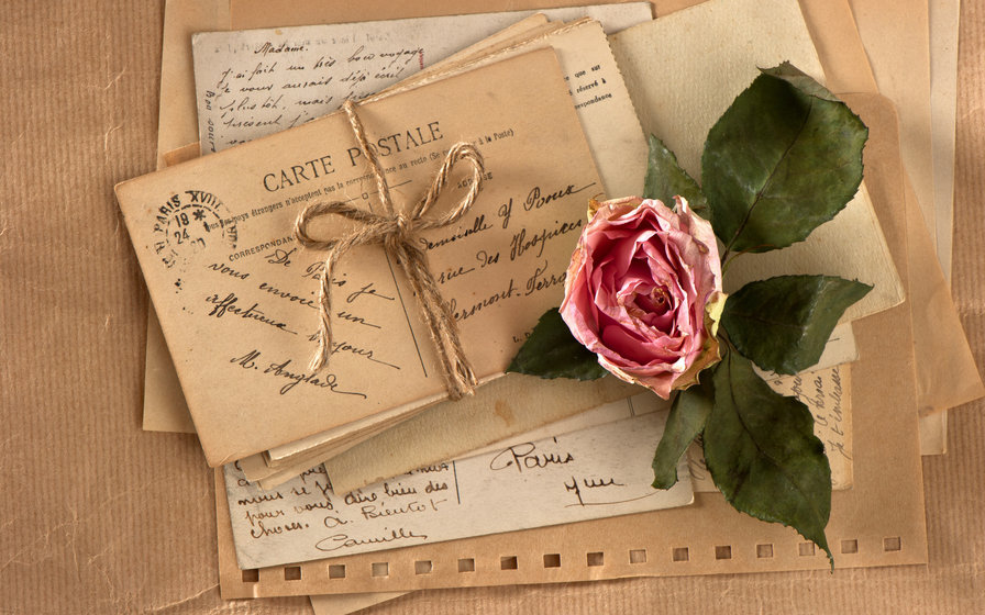 письма из прошлого - письмо, роза, ретро, цветы - оригинал