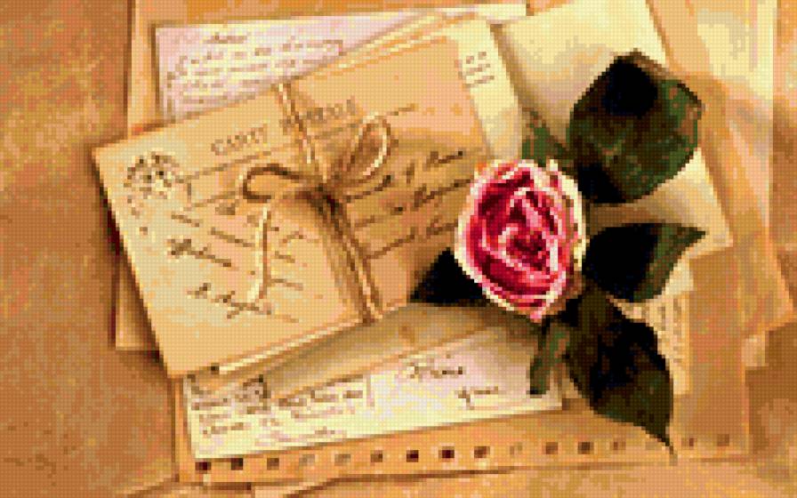 письма из прошлого - роза, ретро, письмо, цветы - предпросмотр