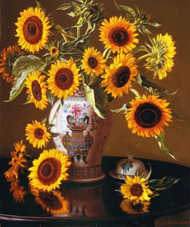 подсолнухи - натюрморт, букет, цветы, живопись, evan wilson - оригинал