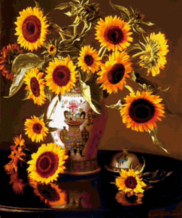подсолнухи - натюрморт, evan wilson, живопись, цветы, букет - предпросмотр