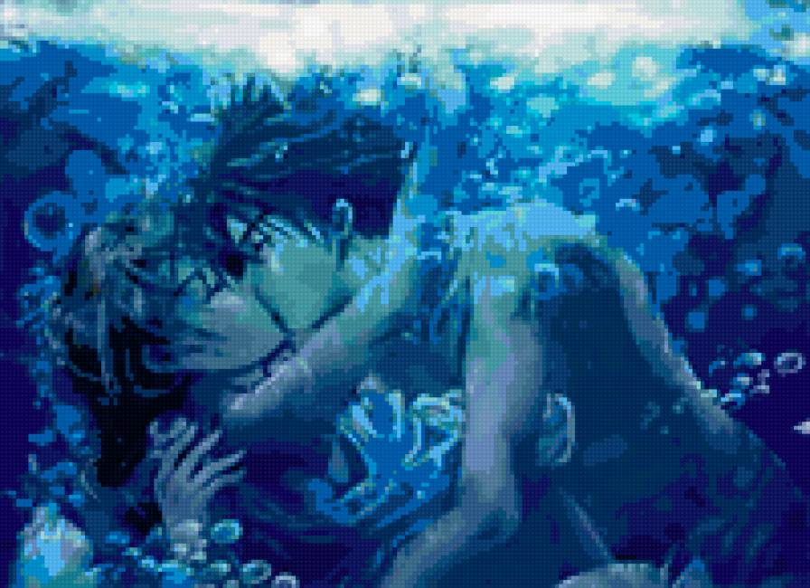 под водой - аниме, влюбленные, романтика - предпросмотр