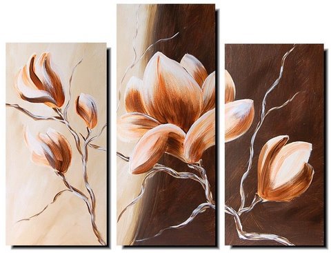 magnolie - tryptyk, magnolie, kwiaty - оригинал