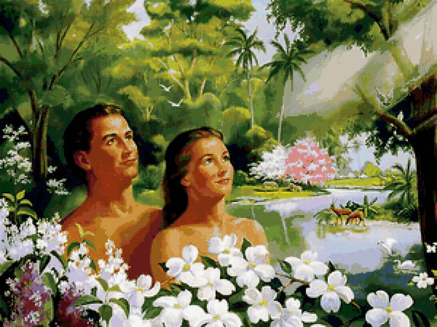 Адам и Ева в Раю - картина - предпросмотр