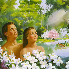 Схема вышивки «Адам и Ева в Раю»