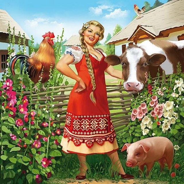 сельский двор - деревенский сюжет - оригинал