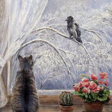 Схема вышивки «"накаркала" холод, а дома тепло»