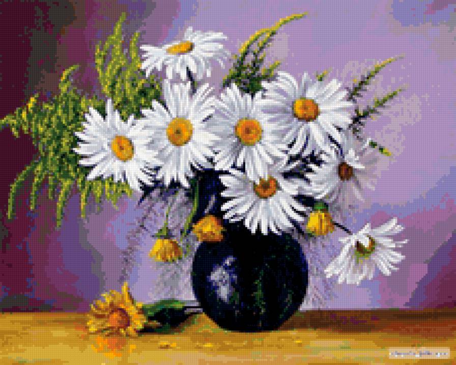 Букет ромашек - букет, цветы, картина - предпросмотр