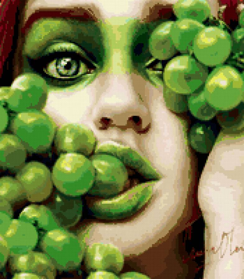 Девушка с виноградом - предпросмотр