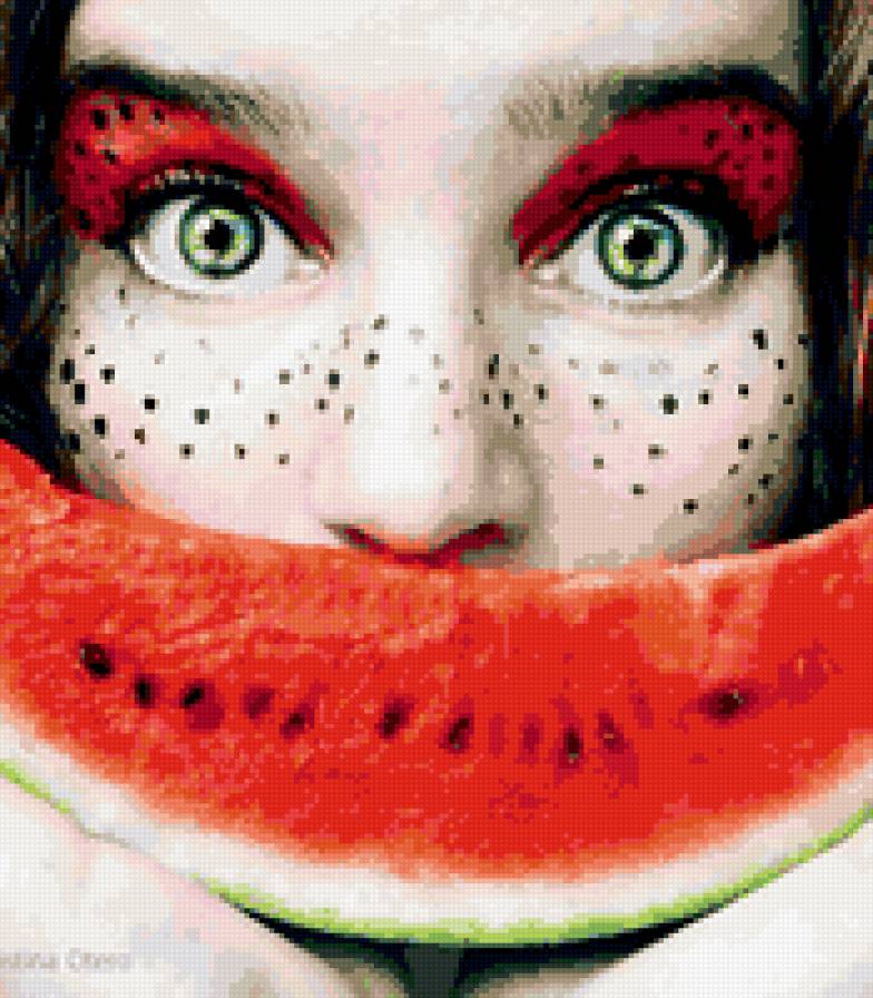 Девушка с арбузом - предпросмотр