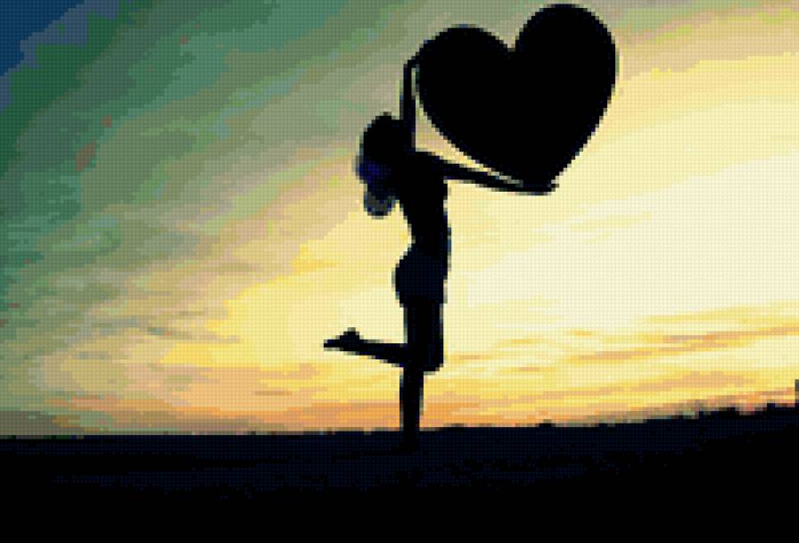 сердце - закат, девушка, любовь, дорога, солнце, сердце - предпросмотр