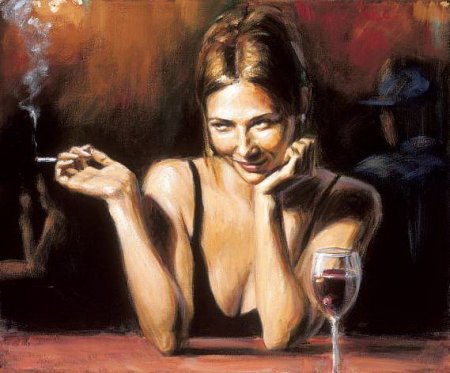 флирт - женский образ, интрига, сигарета, бокал, девушка, дым - оригинал