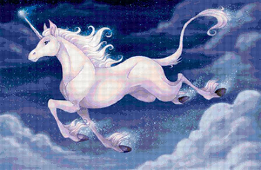 единорог - лошади, единорог, живопись, животные, фэнтези, кони - предпросмотр