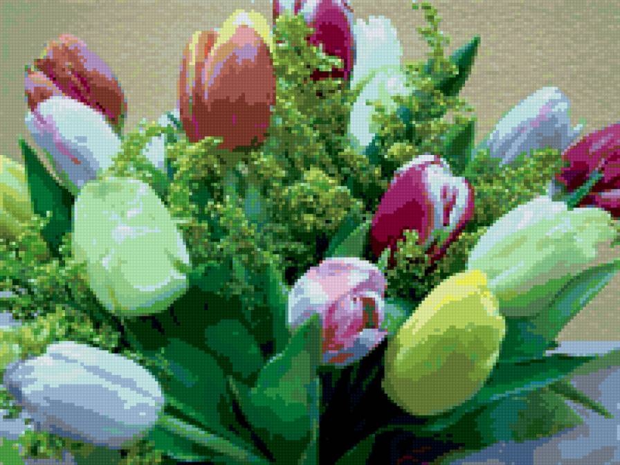 тюльпаны - цветы, радуга, тюльпаны, природа - предпросмотр