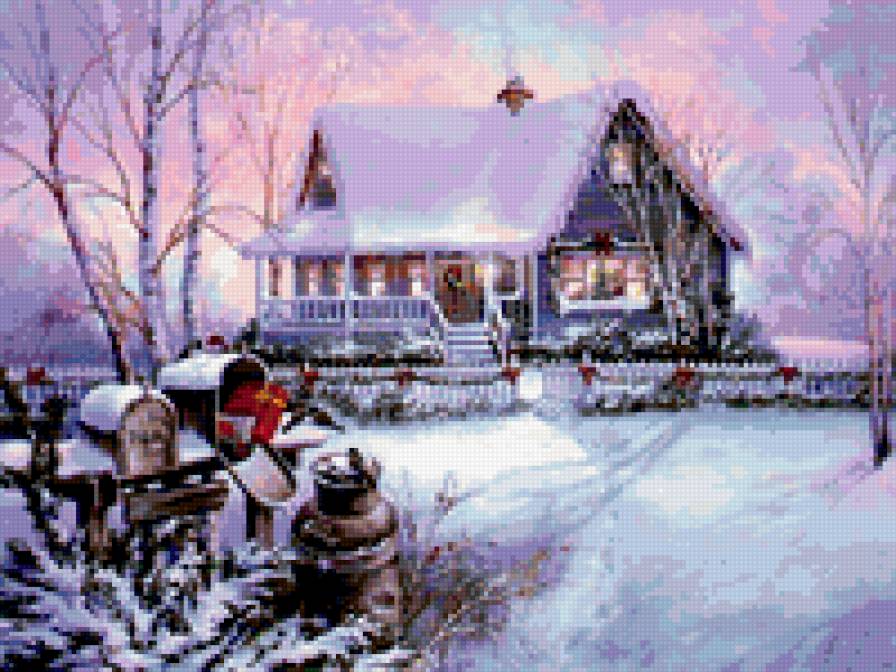 зима - снег, дом, природа, почта, новый год, зима, рождество - предпросмотр
