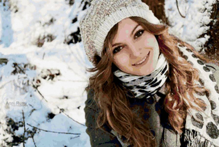 Девушка - красота, девушка, улыбка, зима - предпросмотр