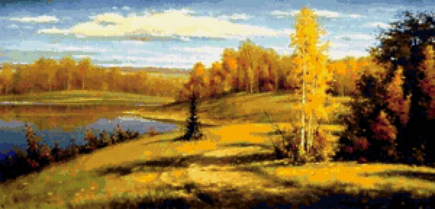 №426680 - пейзаж, осень, живопись, природа, деревья - предпросмотр