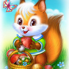 Схема вышивки «белочка с грибами»