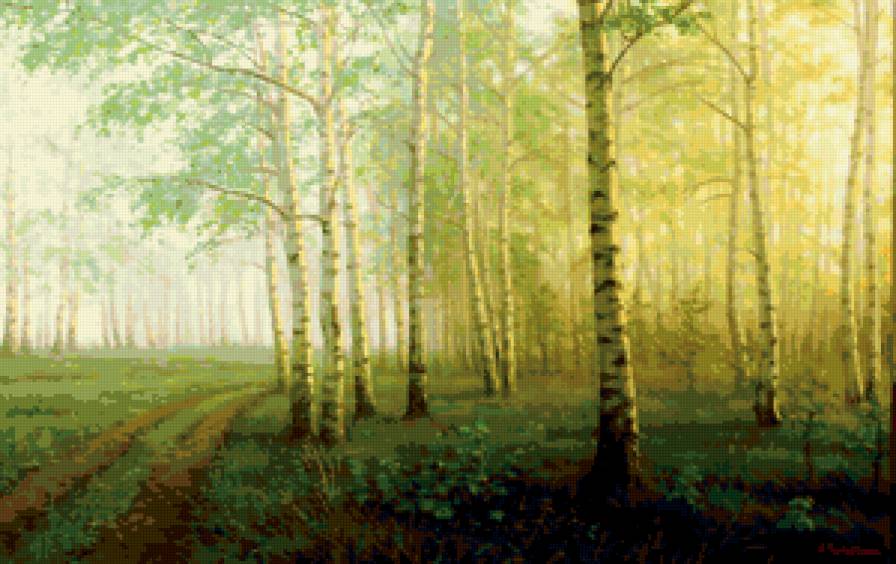 березовая роща - живопись, пейзаж, деревья, природа, сычев алексей владимирович - предпросмотр