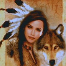 Оригинал схемы вышивки «Девушка и волк» (№427404)