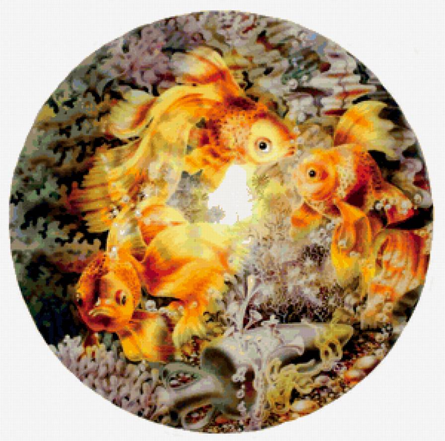 золотые рыбки - рыба, аквариум, вода, водоросли, талисман, живопись, море - предпросмотр