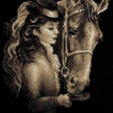 Оригинал схемы вышивки «девушка и лошадь» (№427938)