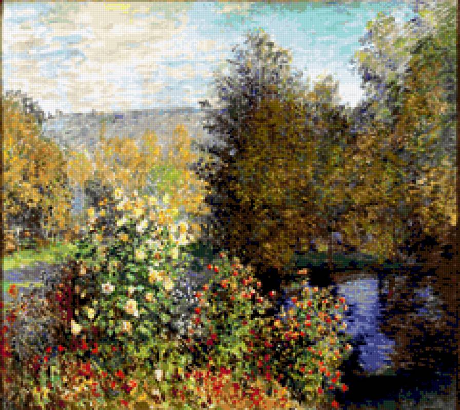Клод Мане Уголок сада в Манжероне - пейзаж, художники, сад, времена года, природа, картины - предпросмотр