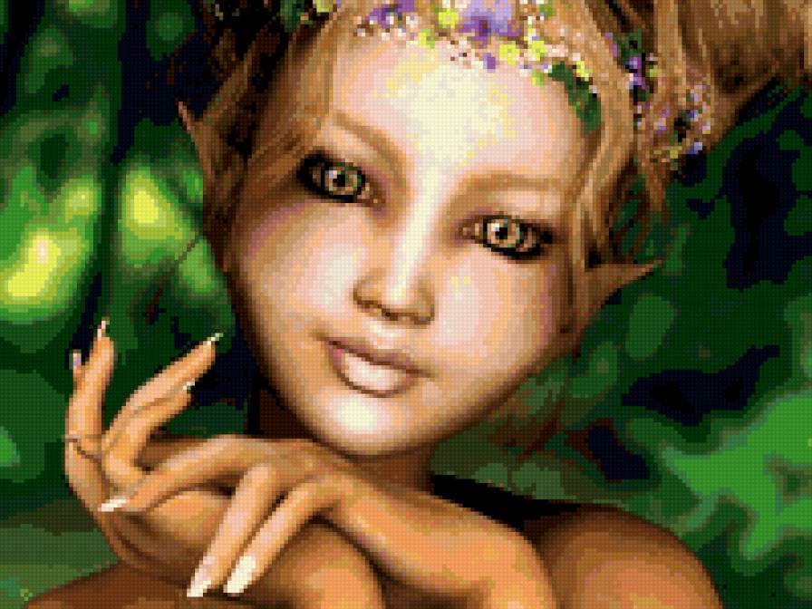 эльфийский ангелок - ангел, эльфийка, фэнтези - предпросмотр