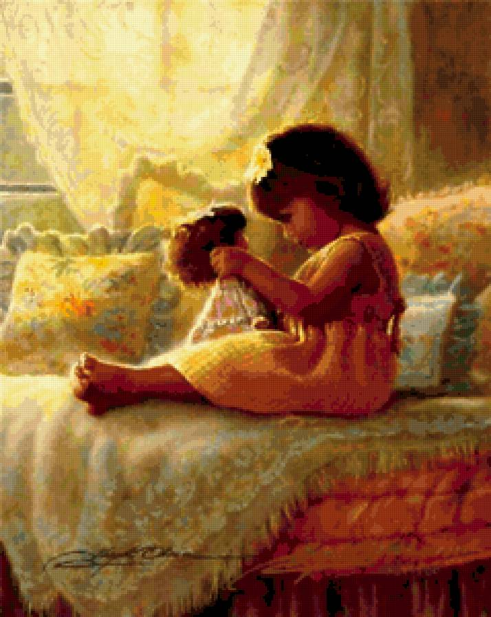 №428201 - кукла, детство, портрет, девочка, живопись, дети, greg olsen - предпросмотр